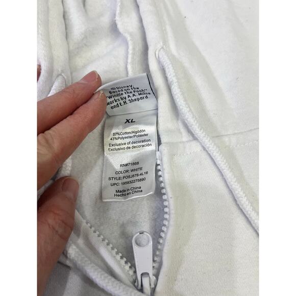 Disney Winnie‎ the Pooh Embroidered Parch Zip-Up Hoodie, Womens XL White Piglet - Picture 7 of 10